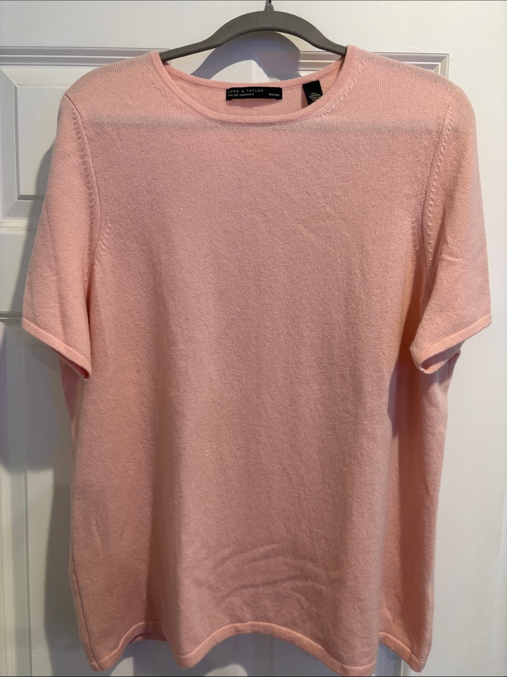 Lord & Taylor 100% Two-Ply Cashmere Short-Sleeve Sweater Top – Pink – Size 1X
